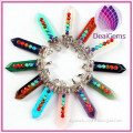 Natural crystal pendant, seven chakra stone sword shaped pendant colorful,